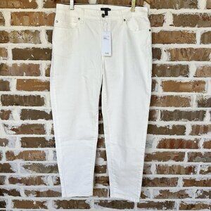 NWT Eileen Fisher Ankle‎ Jeans Pants Size 8 Ivory Organic Cotton Stretch Denim